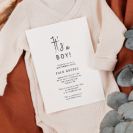 Enkel modern Neutralt är en pojke! Baby Shower Inbjudningar