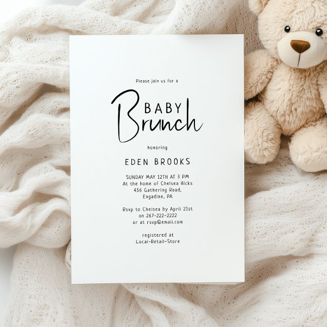 Enkel Modern Neutralt Baby Brunch-inbjudan Inbjudningar (Skapare uppladdad)
