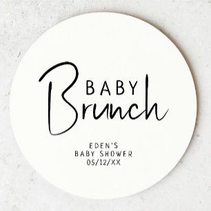 Enkel modern Neutralt Baby Brunch Underlägg Papper Rund