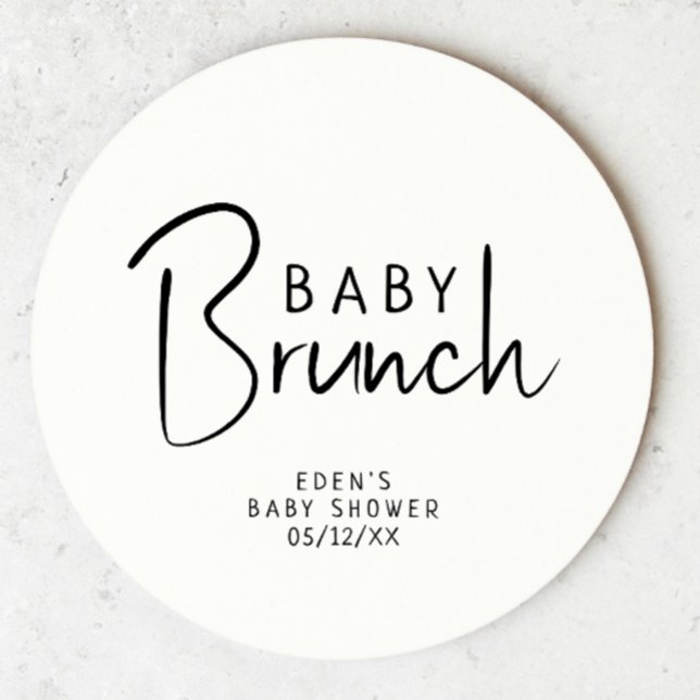Enkel modern Neutralt Baby Brunch Underlägg Papper Rund (Skapare uppladdad)