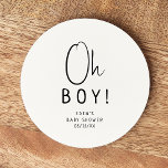 Enkel Modern Neutralt Baby Shower Oh Boy! Underlägg Papper Rund<br><div class="desc">Fira din lilla med vår enkla moderna neutralt babydusch, papper underlägg, med en minimalistisk svartvit design som är modern och söt. Med sin rena, boho-inspirerade estetik är contemporaryn, gender-neutralt-vibe perfekten för att välkomna en pojke eller flicka under vilken säsong som helst - oavsett om det är fall, vinter, vår eller...</div>
