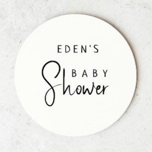 Enkel modern Neutralt babydusch med Namn Underlägg Papper Rund