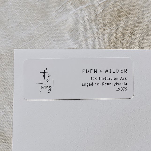 Enkel modern Neutralt Det är Twillingarnas Returad Returadress Etikett (Skapare uppladdad)