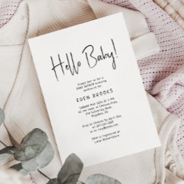 Enkel Modern Neutralt Hej Baby! Baby Shower Inbjudningar