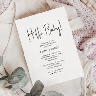 Enkel Modern Neutralt Hej Baby! Baby Shower Inbjudningar