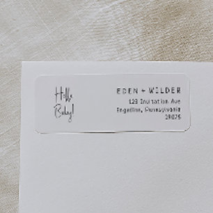 Enkel Modern Neutralt Hej Baby Returadress Etikett