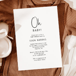 Enkel modern Neutralt Oh Baby! Baby Shower Inbjudningar