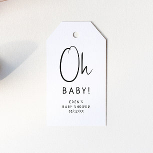 Enkel modern Neutralt Oh Baby! Baby Shower Presentetikett