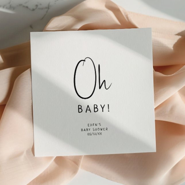 Enkel modern Neutralt Oh Baby Shower Napkins Pappersservett (Skapare uppladdad)
