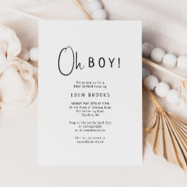 Enkel modern Neutralt Oh Boy Baby Shower Inbjudningar