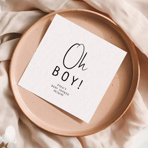 Enkel modern Neutralt Oh Boy Baby Shower Pappersservett