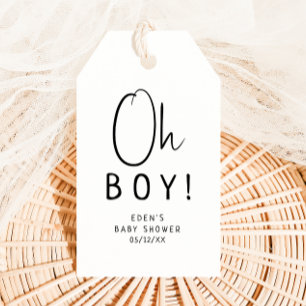 Enkel Modern Neutralt Oh Boy! Baby Shower Presentetikett