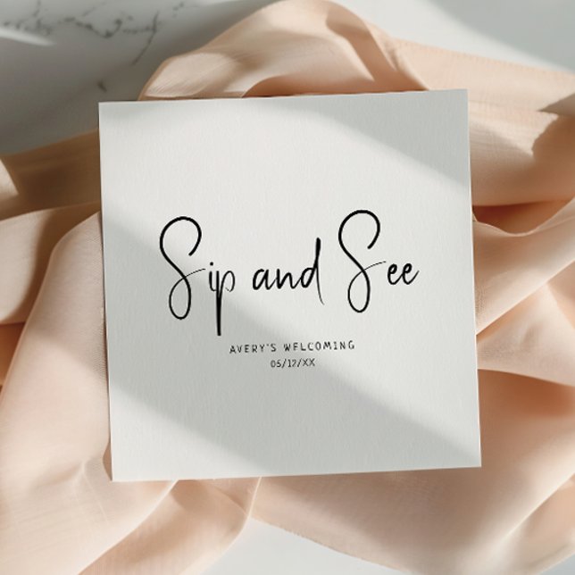 Enkel, modern Neutralt Sip och se blöjor Pappersservett (Skapare uppladdad)