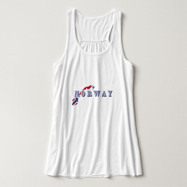 Enkel modern norge, norsk Brev Flagga Souveni Linne Med Racerback (Design framsida)