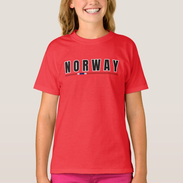 Enkel modern norge, norsk Brev Flagga Souveni T Shirt (Framsida)