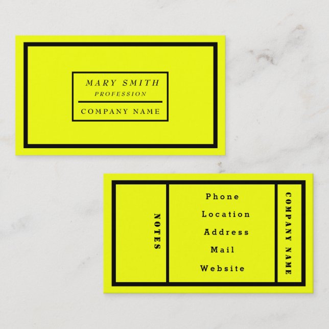 Enkel modern, nybörjande Gult Visitkort (Fram/baksida)