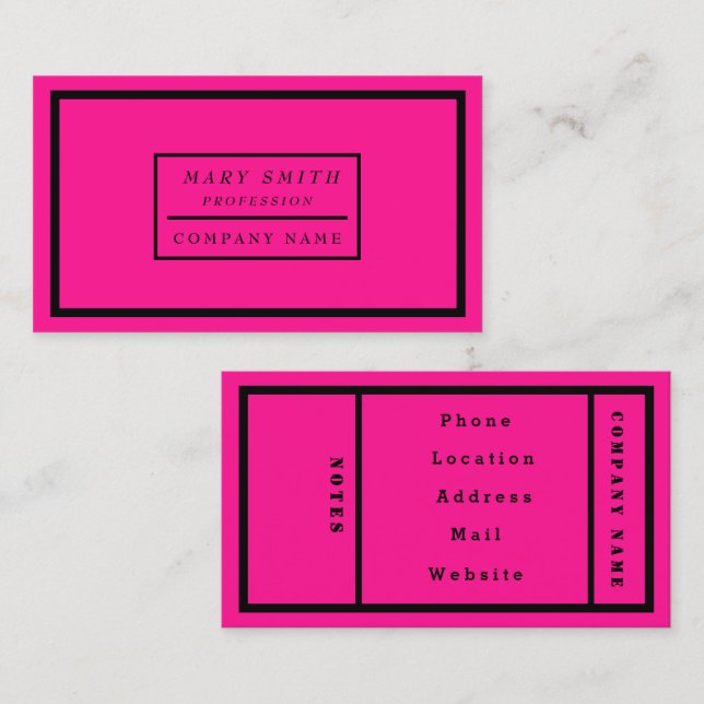 Enkel modern nybörjande Rosa med fluorescerande eg Visitkort (Fram/baksida)