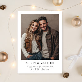 Enkel Modern Nygift Glad & Gift Fotografi Julkort