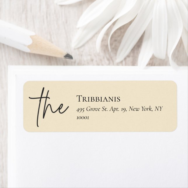 Enkel modern och minimalistisk | Beige Label Returadress Etikett (Insitu)