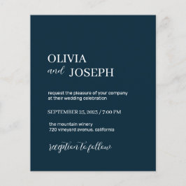 Enkel modern och minimalistisk | Blåblå Bröllop Flygblad