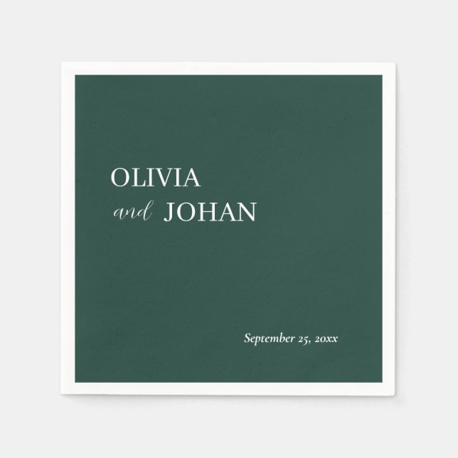 Enkel modern och minimalistisk | Bröllop Emerald G Pappersservett (Framsidan)