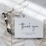 Enkel modern och minimalistisk | BRÖLLOP Tack Kort<br><div class="desc">Dessa eleganter,  svarta och vita bröllop-tackkort är enkla och minimalistiska men ändå mycket snyggtar på grund av det moderna handskrivna skript som säger "tack" och den rena layouten. Baksidan är tom så att du kan skriva ett personligt meddelande.</div>
