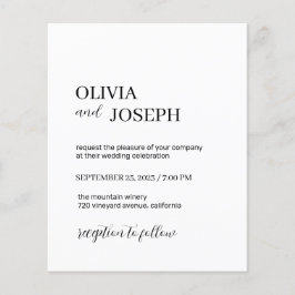 Enkel modern och minimalistisk | Bröllopsinbjudan Flygblad