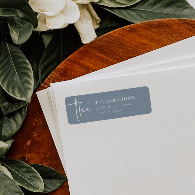 Enkel modern och minimalistisk | Dusty Blue Returadress Etikett (Skapare uppladdad)