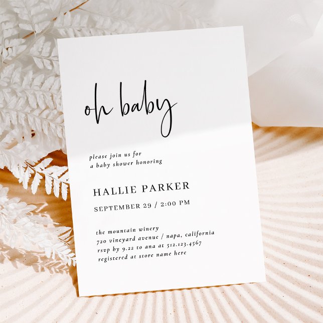 Enkel modern och minimalistisk | Oh Baby Shower Inbjudningar (Skapare uppladdad)