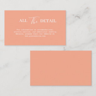 Enkel, modern och minimalistisk Peach Bröllop-info Tilläggskort