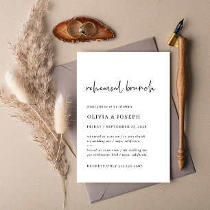 Enkel modern och minimalistisk Rehearsal Brunch Inbjudningar