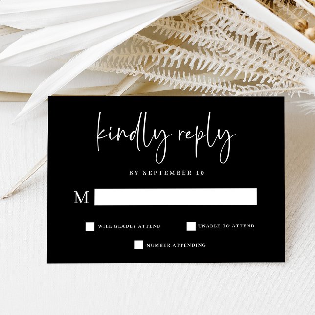 Enkel modern och minimalistisk svart | BRÖLLOP OSA Kort (Skapare uppladdad)