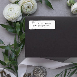 Enkel modern och minimalistisk | Svartvit Returadress Etikett