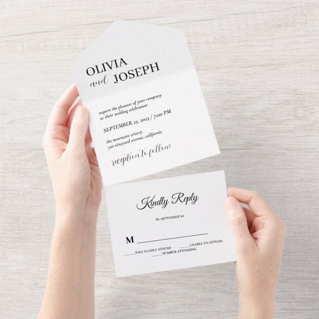 Enkel modern och minimalistisk | Vita Bröllop (Avrivbar del)
