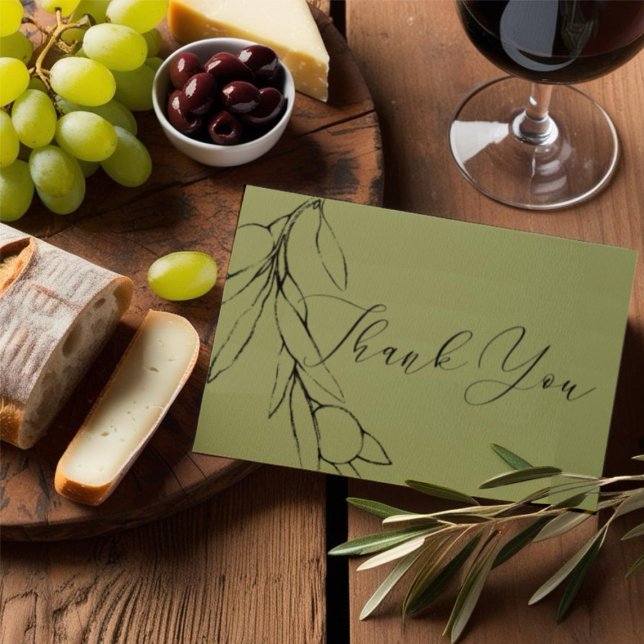 Enkel Modern Oliv grönt Olive Gren Tack Kort (Skapare uppladdad)