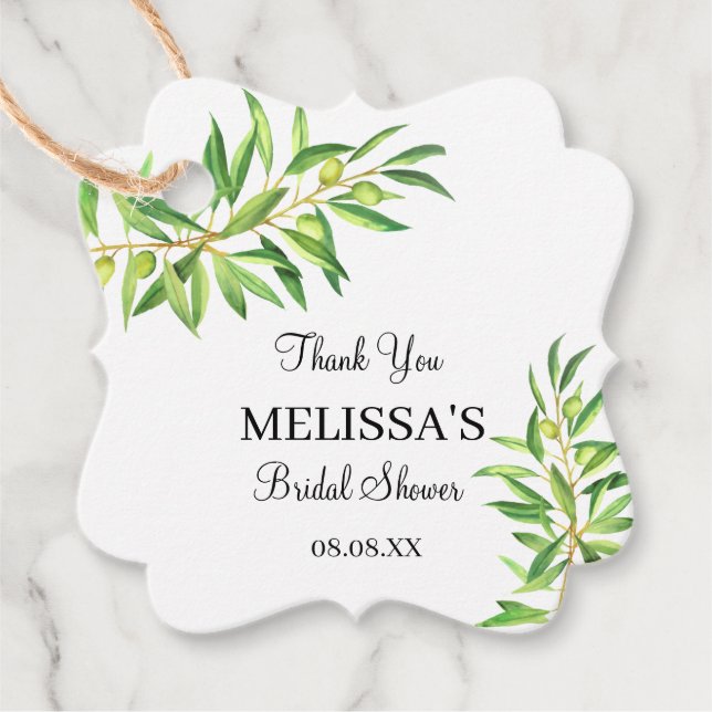 Enkel Modern Olivgren Grönska Tack Gåvor Etiketter (Framsida)