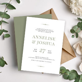 Enkel modern olivtypografi bröllop inbjudningar