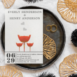 Enkel modern Orange Poppies & Hearts Bröllop Inbjudningar