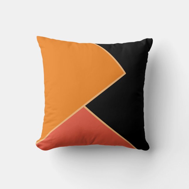 Enkel modern Orange, svart och vitt Kudde (Framsida)