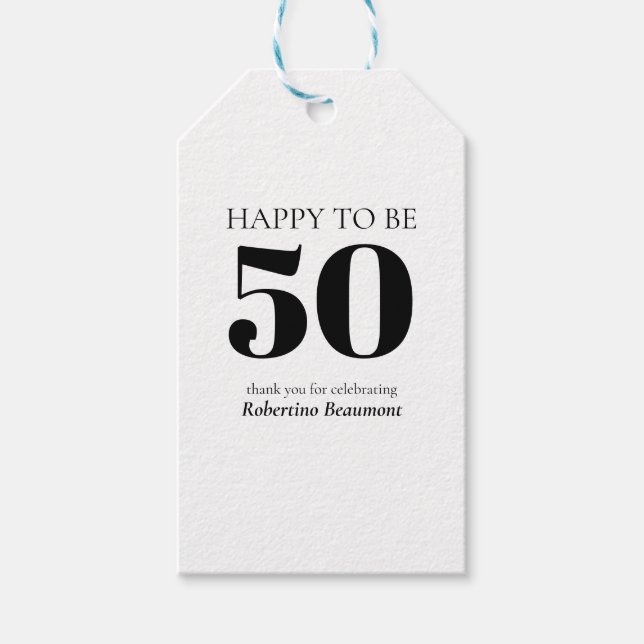 Enkel Modern Överraskning 50-årsfest Presentetikett (Framsidan)