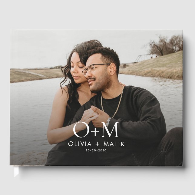 Enkel Modern par Photo Bröllop Gästböcker (Framsida)