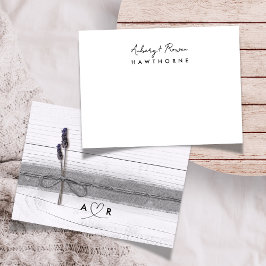 Enkel Modern par Rustic Lavender Bröllop Note Anteckningskort