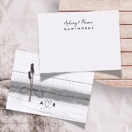 Enkel Modern par Rustic Lavender Bröllop Note Anteckningskort