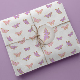 Enkel Modern Pastel Butterflies Mönster Presentpapper