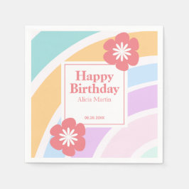 Enkel modern pastel Rainbow Flower Birthday Pappersservett