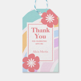 Enkel Modern Pastel Rainbow Flower-Tack Presentetikett