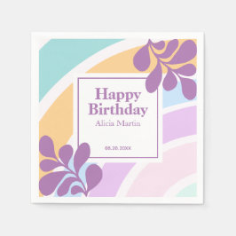 Enkel modern Pastel Rainbow Löv födelsedag Pappersservett