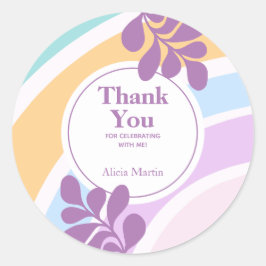 Enkel Modern Pastel Rainbow Löv Tack Runt Klistermärke