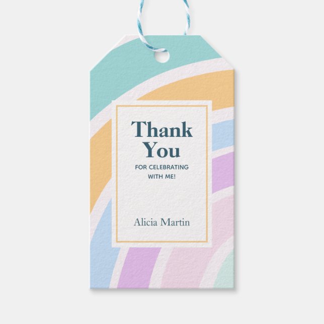 Enkel Modern Pastel Rainbow Tack Presentetikett (Framsidan)