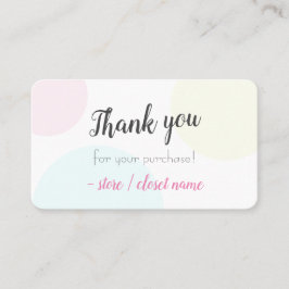 Enkel modern pastel Tack för ditt köp Visitkort